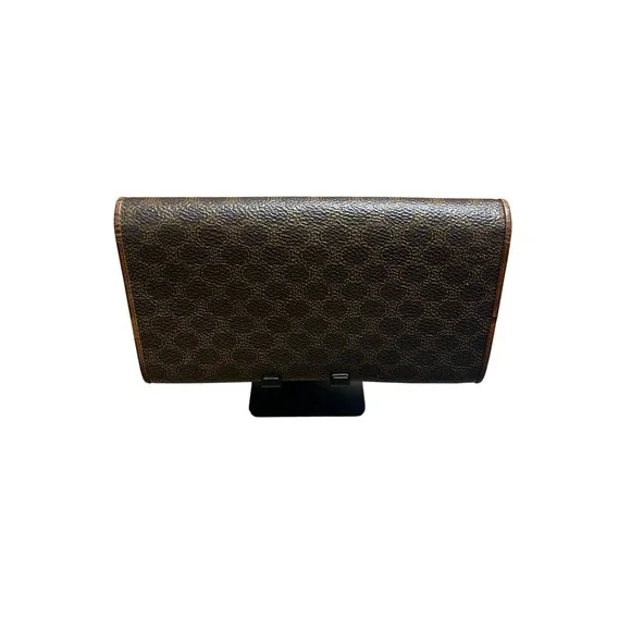 Celine Macadam Monogram Long Wallet Brown Coated Canvas Vintage COA - Picture 2 of 8